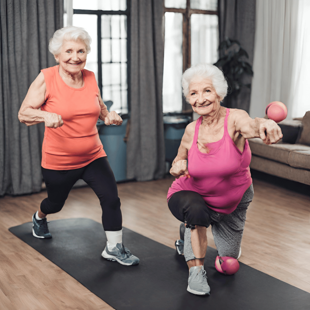 old woman doing workout